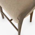 Modern bar chair with a solid wood frame and upholstered seat, featuring a curved backrest and tapered legs, by Nolita Harbour. detail Bar Chair