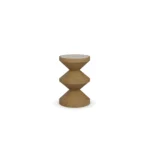 Fiona Side Table, an elegant side table by Nolita Harbour in Alpinina marble and oak, with a sculptural cone base.