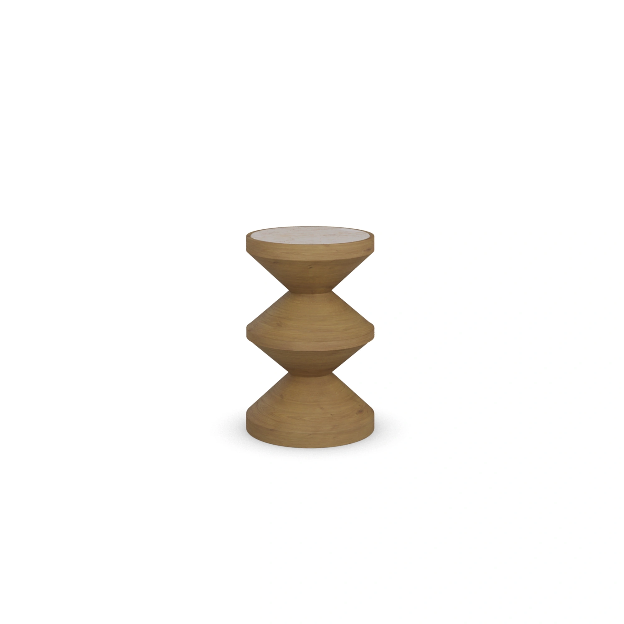 fiona-side-table-front-view-nolita-harbour Fiona Side Table, an elegant side table by Nolita Harbour in Alpinina marble and oak, with a sculptural cone base.