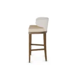 Méredith contemporary bar chair by Nolita Harbour, upholstered velvet stool with slim wood frame and refined architectural line.