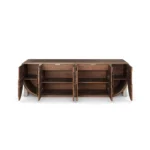 Opened Aurore Sideboard, a refined sideboard by Nolita Harbour crafted in cherry wood, featuring a clean form with subtle curved walnut detailing