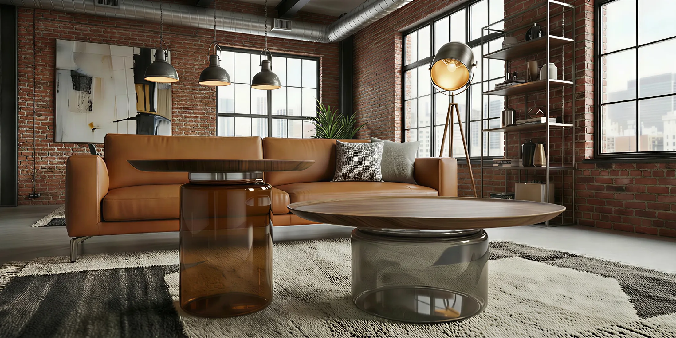 Living room with a berri coffee table, designed by Nolita Harbour, that appears almost weightless while holding a strong architectural outline.