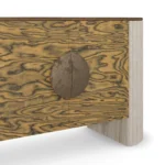 Cagli Sideboard, a minimalist sideboard by Nolita Harbour in olive ash burl, walnut, and brass, blending figured surfaces with precise geometry