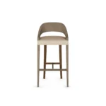 Dini luxury bar stool by Nolita Harbour, solid timber bar chair with upholstered seat and elegant metal footrest.