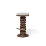 Lola bar chair by Nolita Harbour, upholstered walnut bar stool with curved back and slim architectural frame.