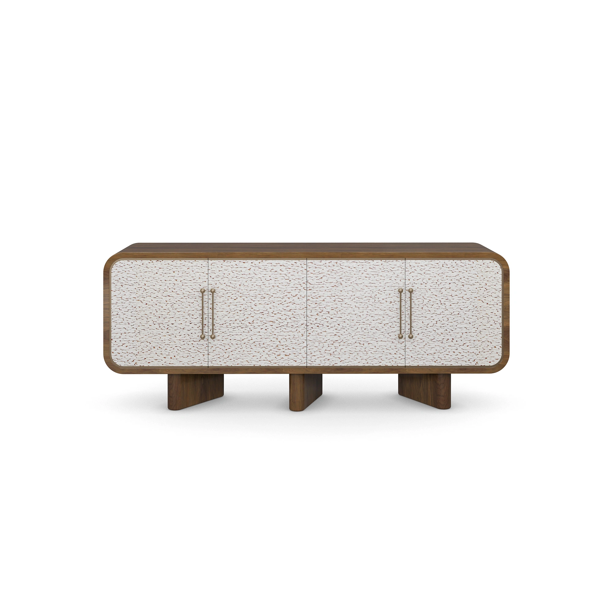 viti-sideboard-front-view-1-nolita-harbour Viti Sideboard, an elegant sideboard by Nolita Harbour in walnut and textured veneer, featuring a linear form with patterned doors.