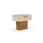 Bram Night Stand, by Nolita Harbour, a nightstand in oak wood with a ribbed base and a drawer storage.