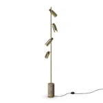 Alan Floor Lamp, an elegant floor lamp by Nolita Harbour in brass, marble, and wood, offering directional lighting.