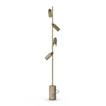 Alan Floor Lamp,a refined floor lamp by Nolita Harbour in brass, marble, and walnut, with adjustable spotlights.