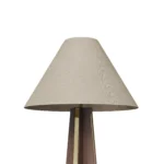 Bapt Floor Lamp, a modern floor lamp by Nolita Harbour in carved wood, brass, and fabric, offering a soft diffused light.