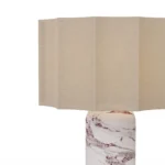 Beatrice Table Lamp, an elegant table lamp by Nolita Harbour combines marble base, metal stem, and pleated shade.