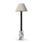 Francis Floor Lamp, a modern floor lamp by Nolita Harbour in Viola marble and black wood, with a clean vertical form.