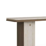 Isa Console by Nolita Harbour, a walnut console with a stone top and brass detail, showcasing a structural luxury furniture.