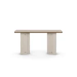 Isa Console by Nolita Harbour, a console table in walnut, stone, and brass inlay, set as a minimalist luxury furniture.