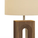 Louis Table Lamp, a modern table lamp by Nolita Harbour in walnut wood and fabric shade, offering a soft ambient light.
