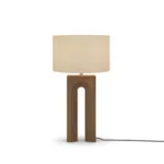 Louis Table Lamp, a refined table lamp by Nolita Harbour combines solid walnut base and fabric shade for soft light.