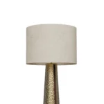 Yves Floor Lamp, an elegant floor lamp by Nolita Harbour that combines hammered brass and fabric shade for soft lighting.