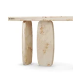 Assia Console by Nolita Harbour, a slim console in poplar root and brass, as contemporary furniture for curated interiors.