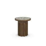 Selene Side Table, an elegant side table by Nolita Harbour in Persian green marble and walnut, with a fluted base.