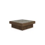 Léna Coffee Table by Nolita Harbour, marble coffee table in green stone with a walnut wood base.