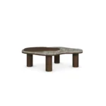 Deolin Coffee Table by Nolita Harbour, marble coffee table in Persian Green stone and walnut.