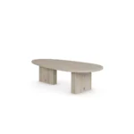 Landi Coffee Table by Nolita Harbour, modern coffee table in natural travertine with slab base.