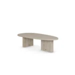 Landi Coffee Table by Nolita Harbour, contemporary coffee table in travertine with slab leg design.