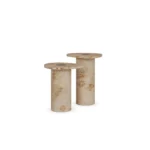 Léora Side Table, an elegant side table by Nolita Harbour in poplar root wood, with a cylindrical sculptural form.