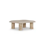 Maelis Coffee Table by Nolita Harbour, a coffee table in poplar root wood with layered natural stone tops.