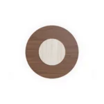 Top view of the Assia Round Dining Table, a modern dining table by Nolita Harbour in stone and wood, offering a serene, timeless design.