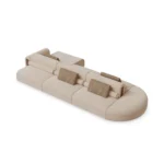 Malora upholstered sofa by Nolita Harbour, fabric modular sofa with rounded edges and sculptural, serene form.