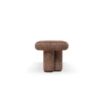 Vionne contemporary bench by Nolita Harbour, upholstered bench with curved seat and sculptural cylindrical legs.