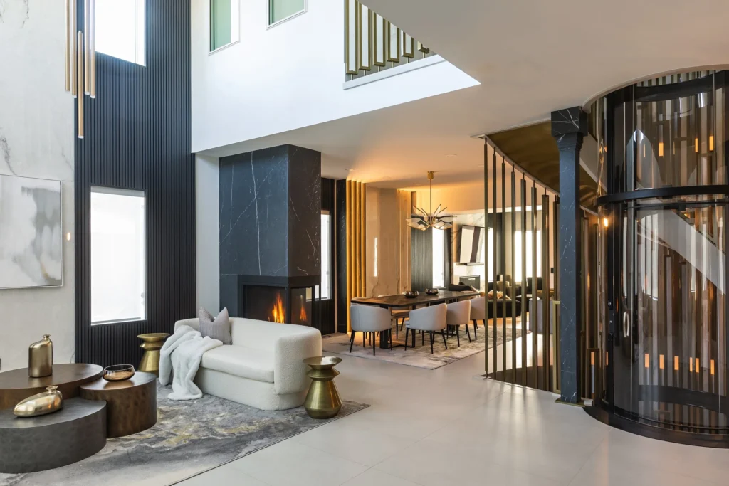 High-end interior architecture with bespoke furniture, custom metal details, and artisanal finishes, expressing the return of craftsmanship in modern luxury design.