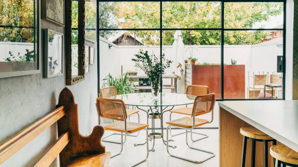 Architectural furniture inspired by Bauhaus design and contemporary sculptural furniture within modern architectural interiors, showcasing the evolution from modernist Bauhaus furniture to Brooklyn design studios.