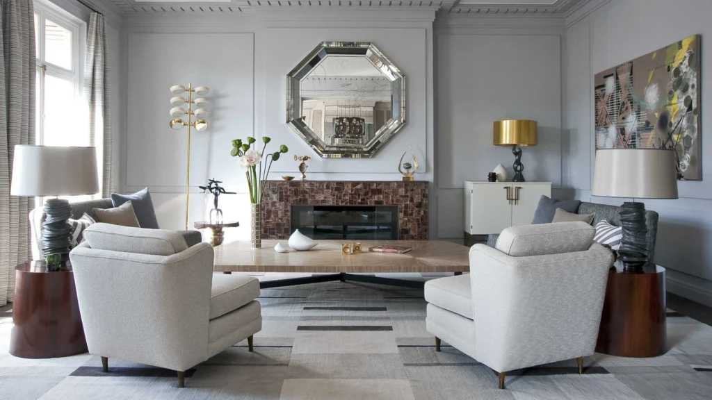 Jean-Louis Deniot layered luxury interior featuring Parisian classical architecture, neutral palette, sculptural furniture, and elegant contemporary design.