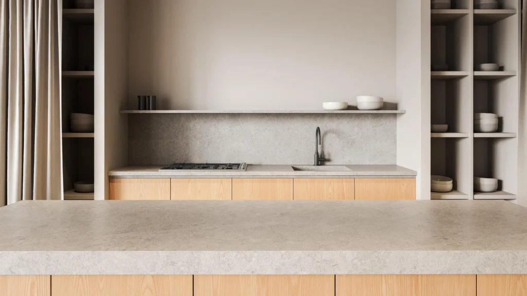 Serene minimalist interiors inspired by John Pawson featuring natural materials, architectural light, and calm contemporary spatial design.