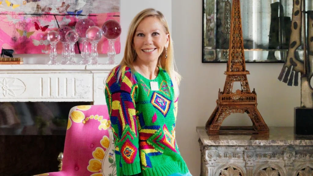 Pattern-rich and layered interior spaces inspired by Kit Kemp’s British interior design style featuring vibrant textiles, bold colors, and eclectic decorative elements.