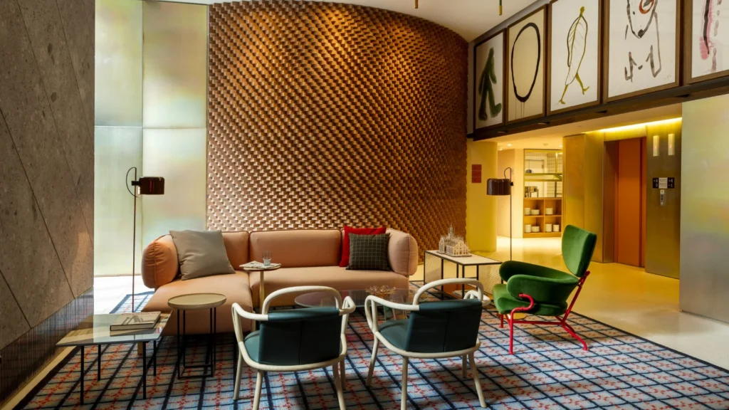 Luxury Milan boutique hotel interiors and architecture showcasing contemporary hospitality design inspiration.