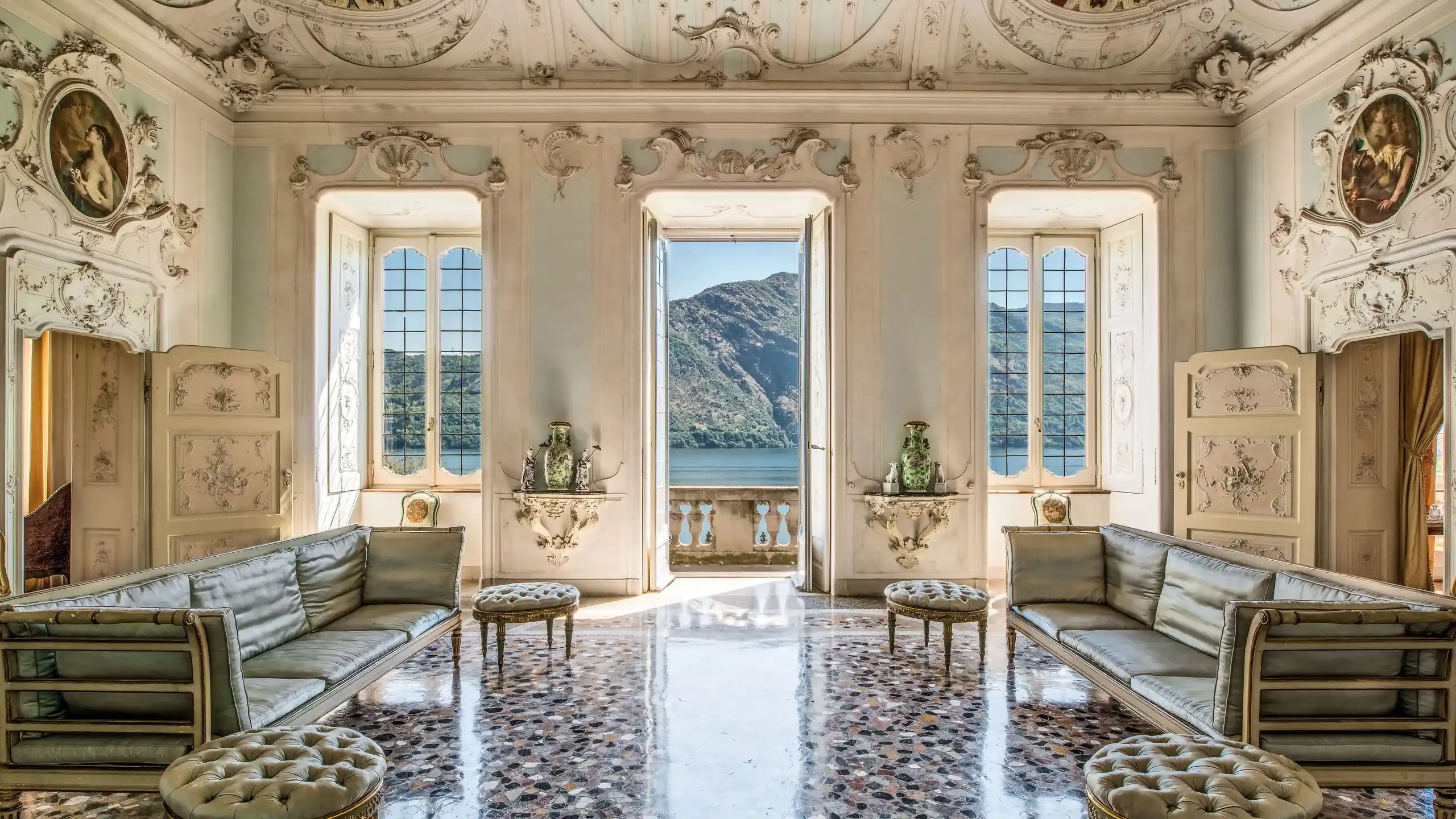 Ornate interior design in a House overlooking Lake Como.