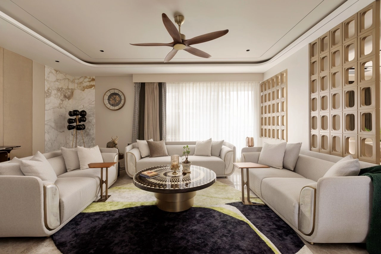 An upscale contemporary indoor layout perfectly illustrating the prestige of Bespoke Interior Architecture.
