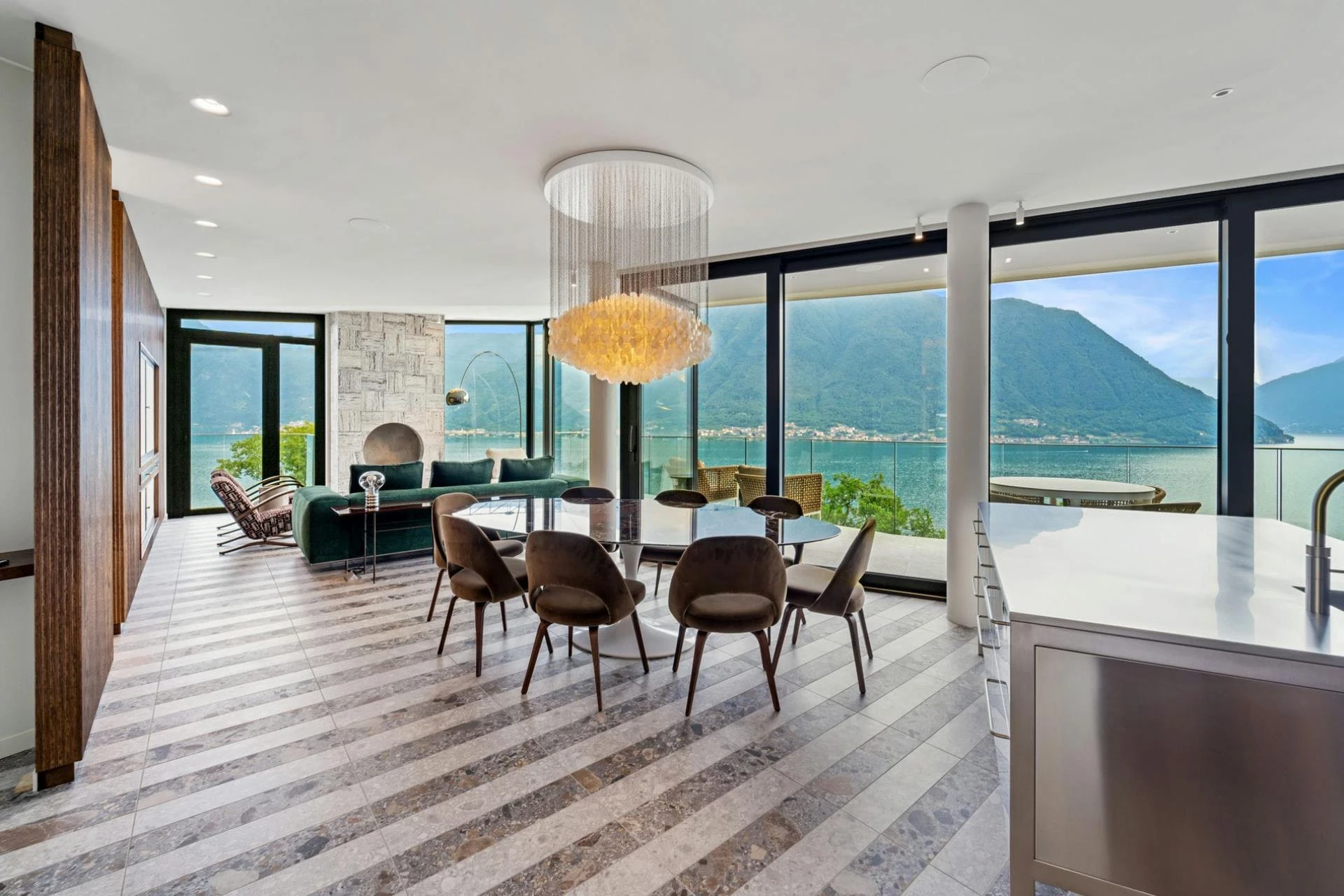 Interior dining room wit contemporary and minimalist furniture