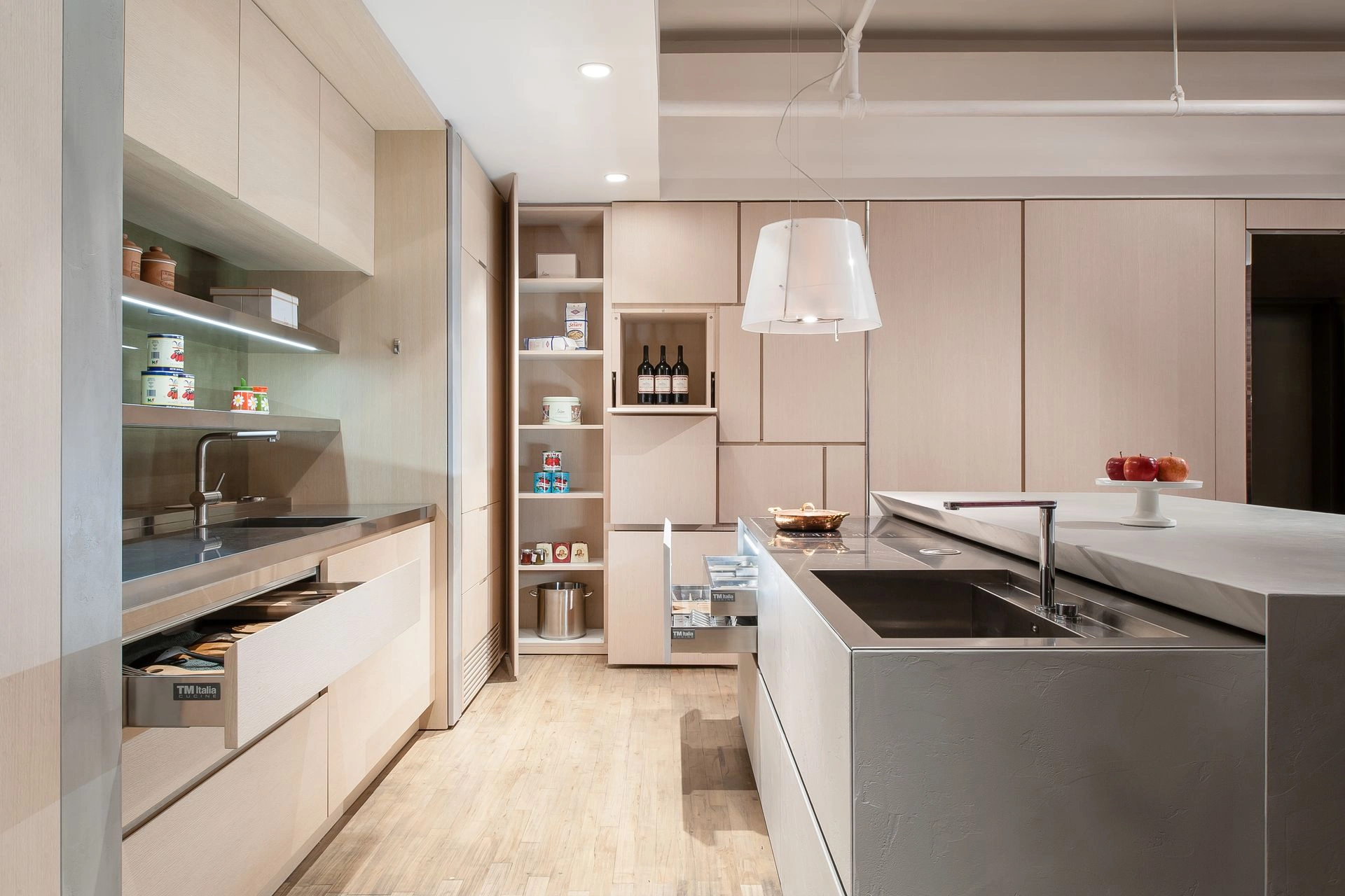 Invisible kitchen in modern luxury home.