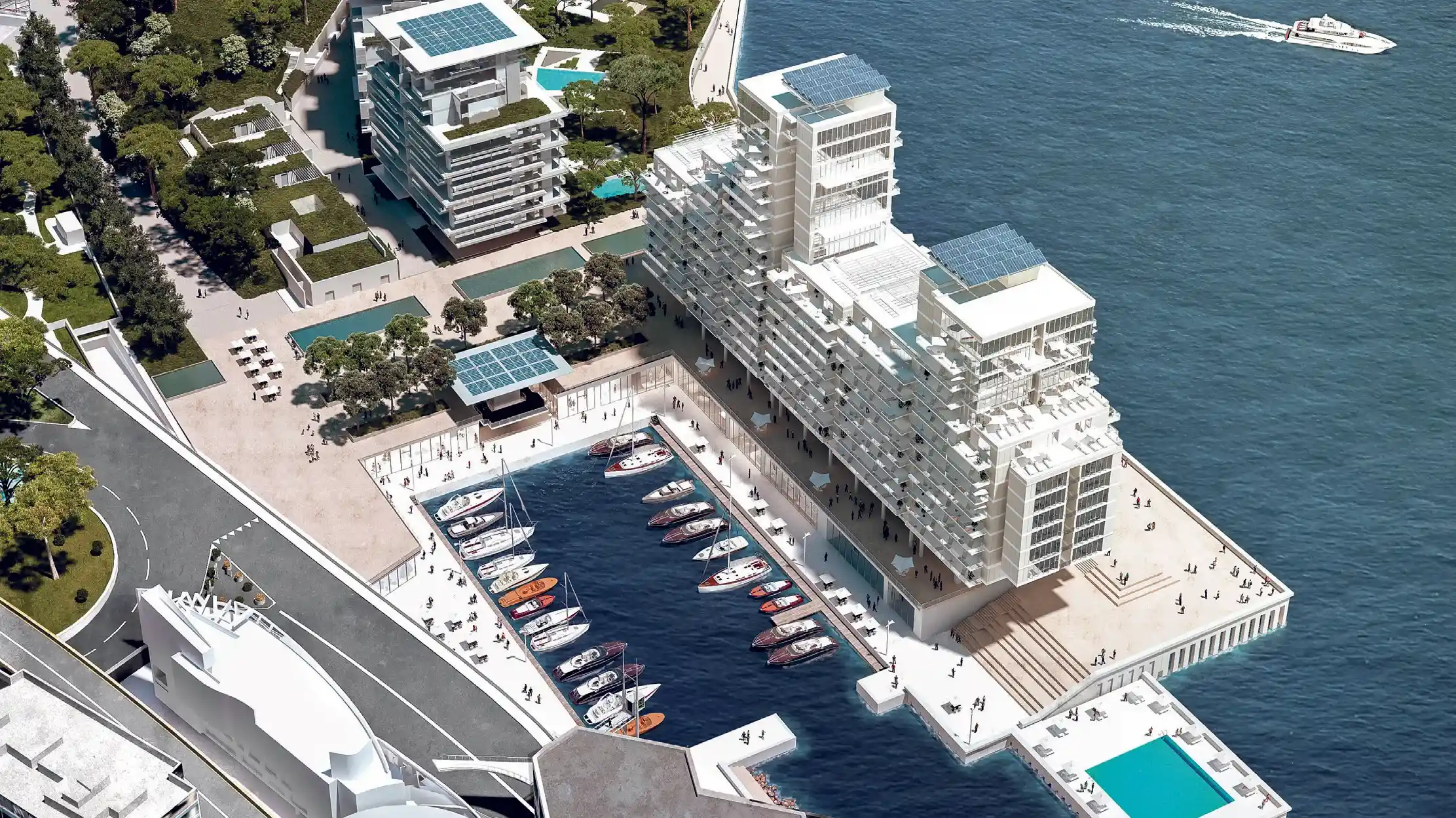 Luxury Design Destinations featuring Monaco waterfront architecture, luxury residences, and contemporary Mediterranean design.