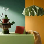 Exhibition table at the Formex fair, showcasing colorful decor and contemporary craftsmanship."